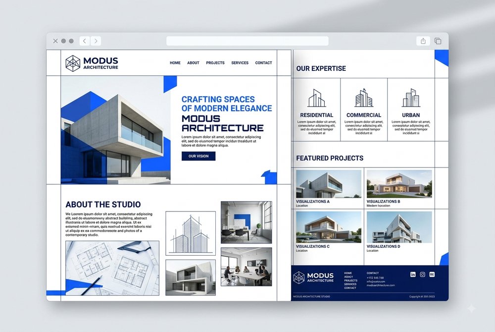 Contoh desain company profile untuk studio arsitek